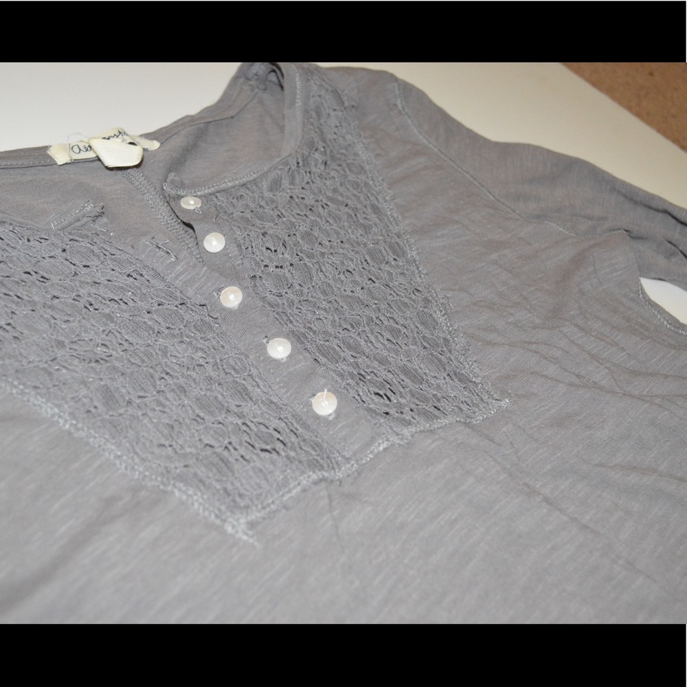 Gray Long Sleeve Tee - Lacey Bib Collar - Picture 2 of 3